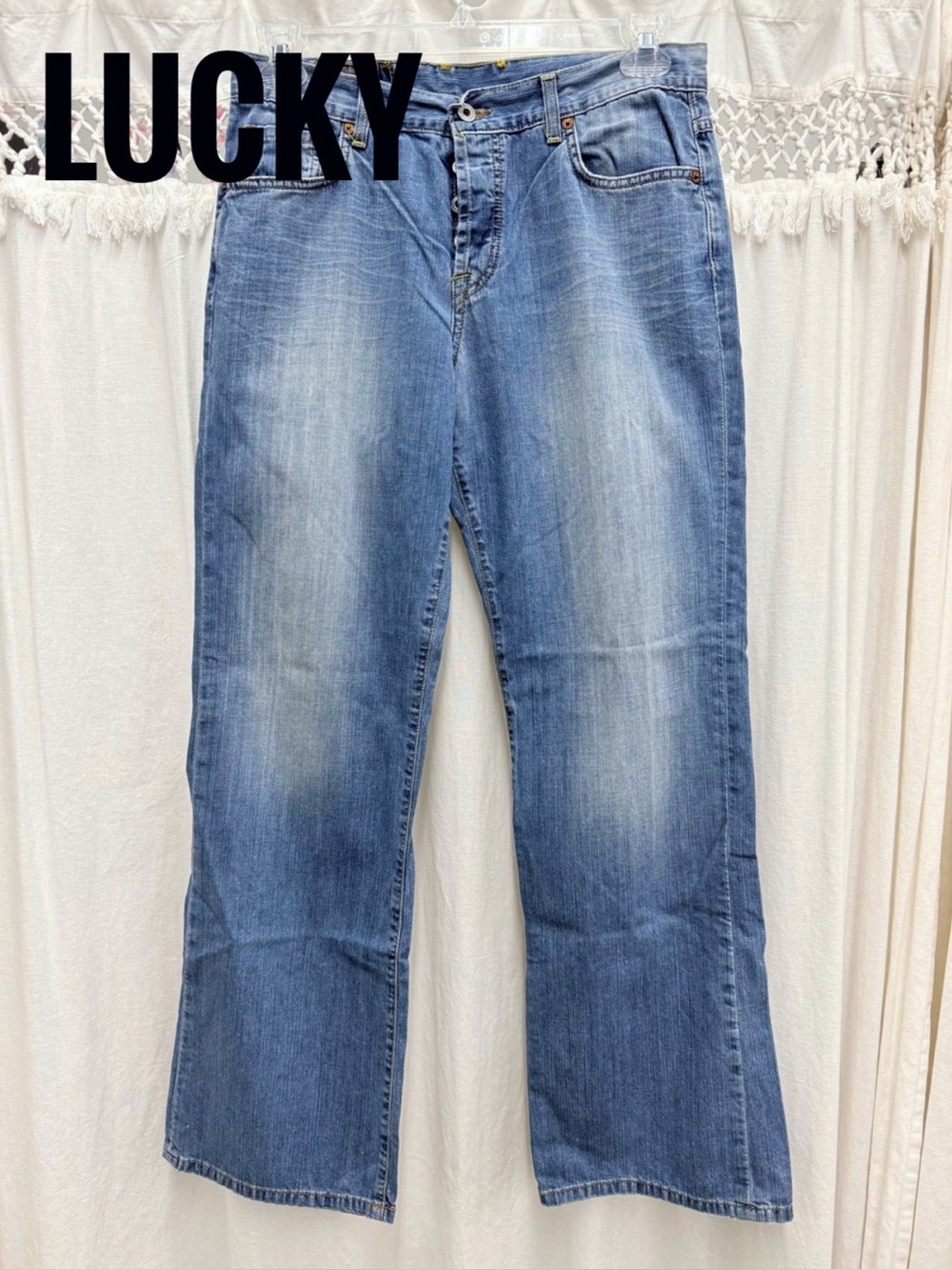 Vintage Lucky Brand Made In USA Button Fly Jeans Denim Size 12/31 Reg Inseam